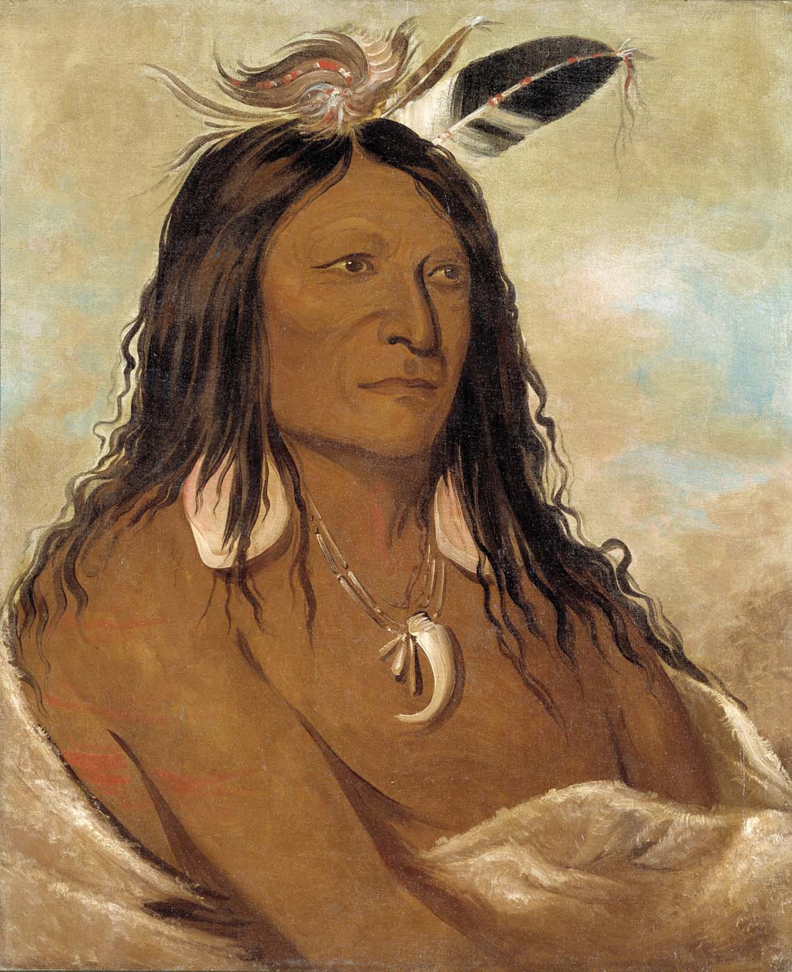 Eé-shah-kó-nee, Arc et carquois, Premier chef de la tribu - George Catlin