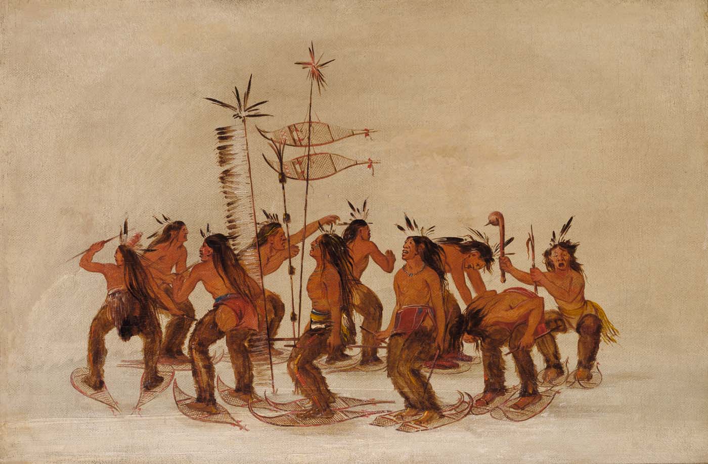Danse en raquettes à la première chute de neige - George Catlin