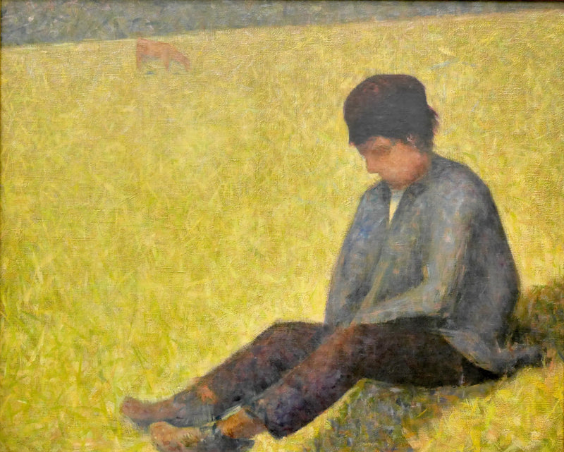 Menino sentado em um campo - Georges Seurat