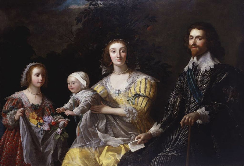 George Villiers, 1º duque de Buckingham (1592-1628) com sua família - Gerrit van Honthorst