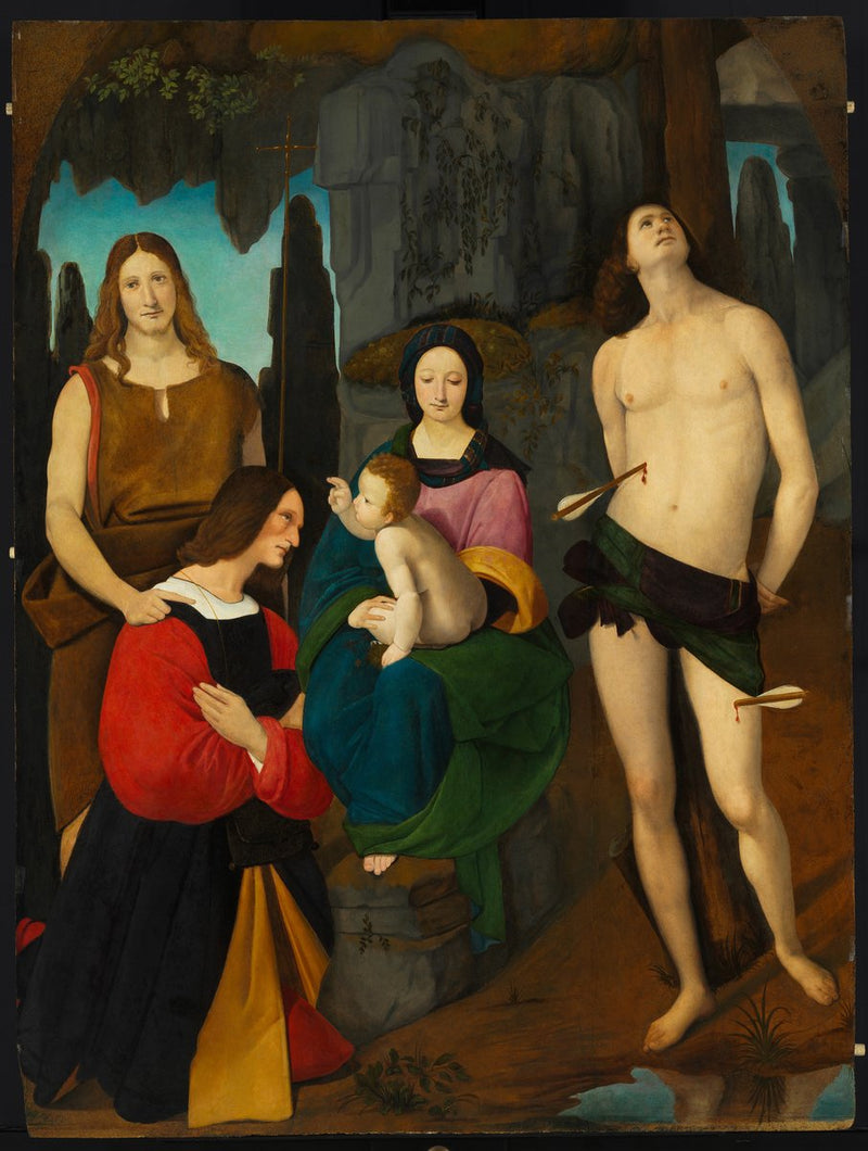 Vierge à l'Enfant avec saint Jean-Baptiste, saint Sébastien et le donateur Bassiano Da Ponte - Giovanni Antonio Boltraffio