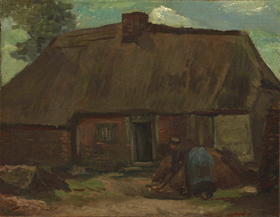 Casa de campo com camponesa cavando - Vincent van Gogh