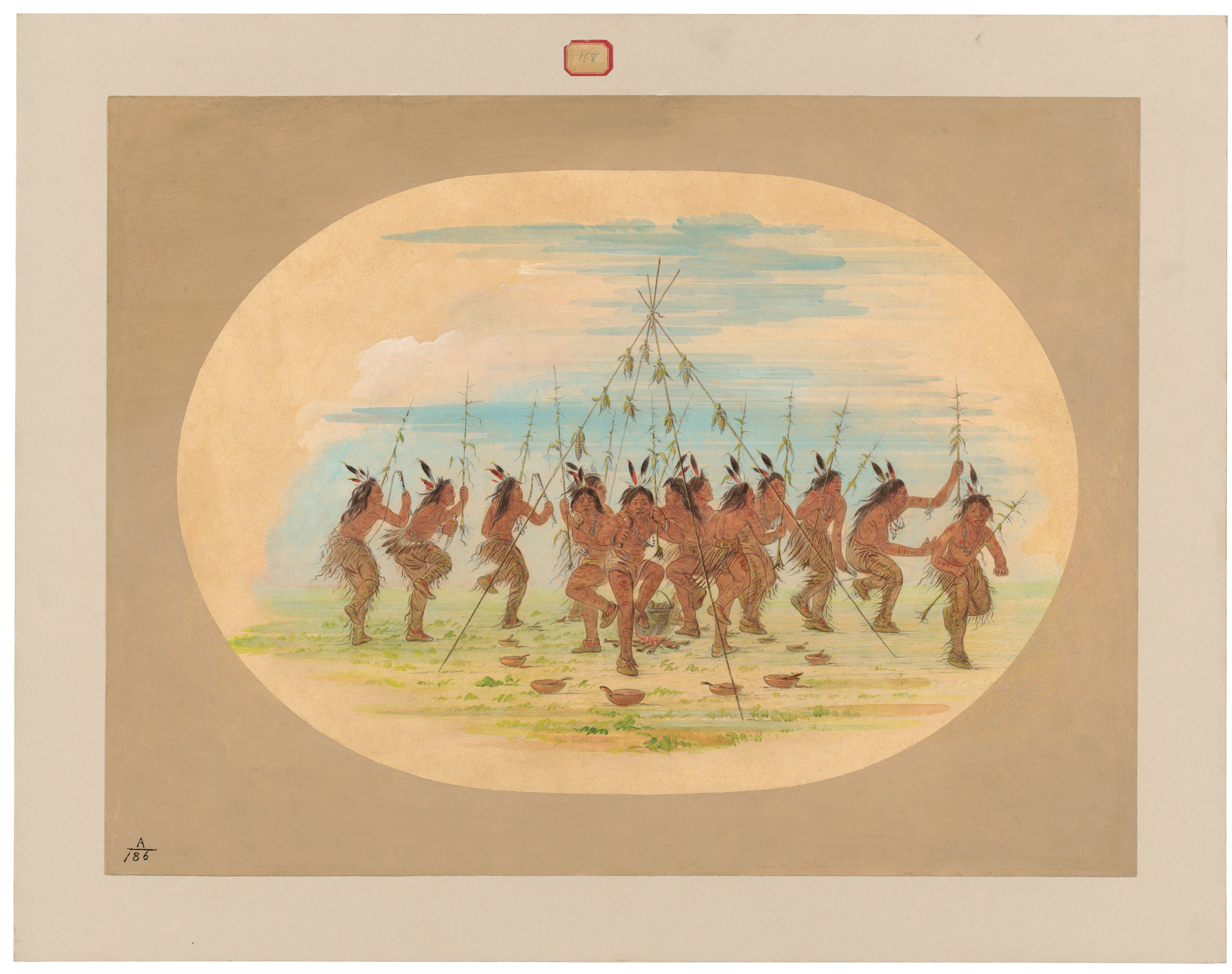 Danse du maïs vert - Minatarrees - George Catlin