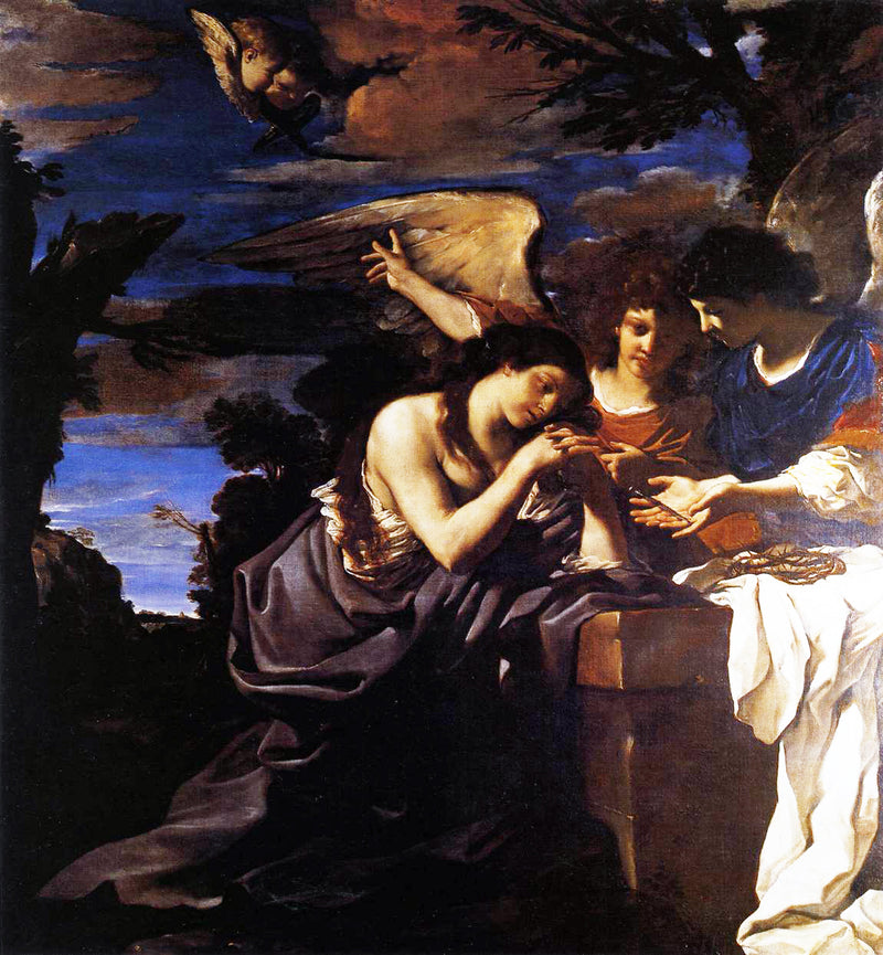 Marie Madeleine com dois anjos - Guercino
