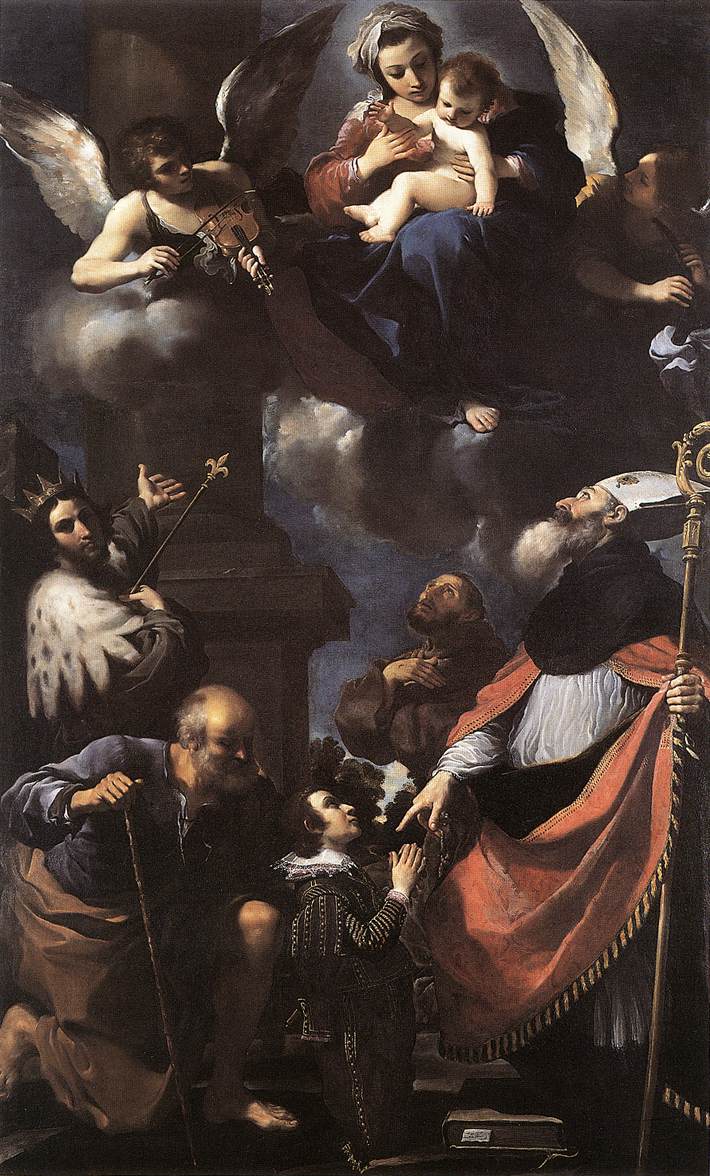 Giuseppe Gaetano Righetti[?] apresentado à Virgem por quatro santos - Guercino