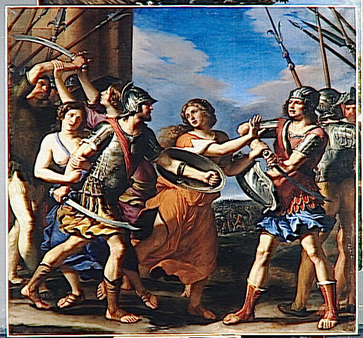 Hersilie separando Rômulo e Tácio - Guercino