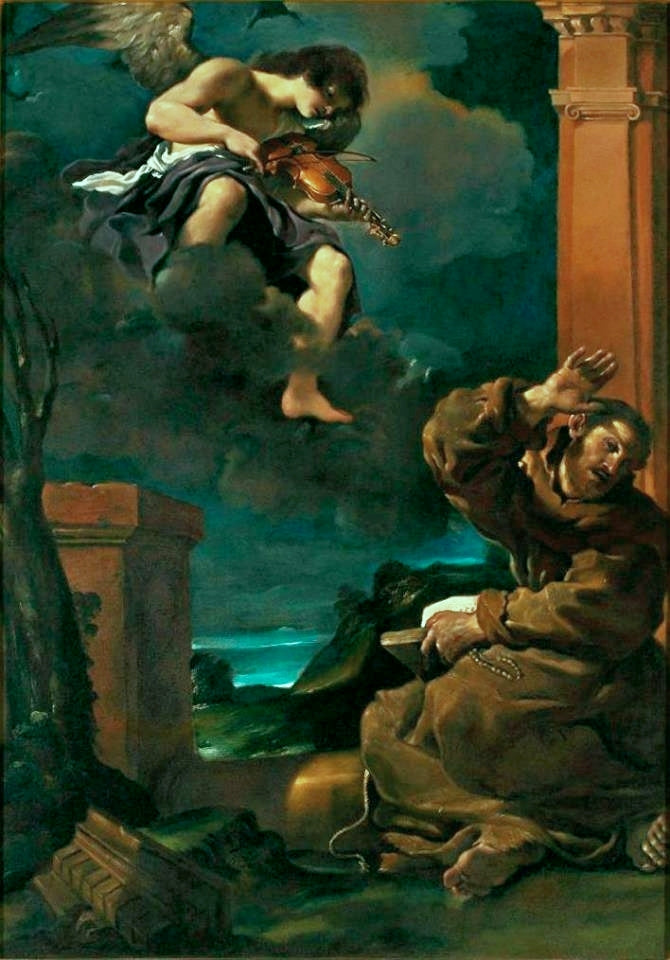 São Francisco em êxtase com um anjo músico - Guercino