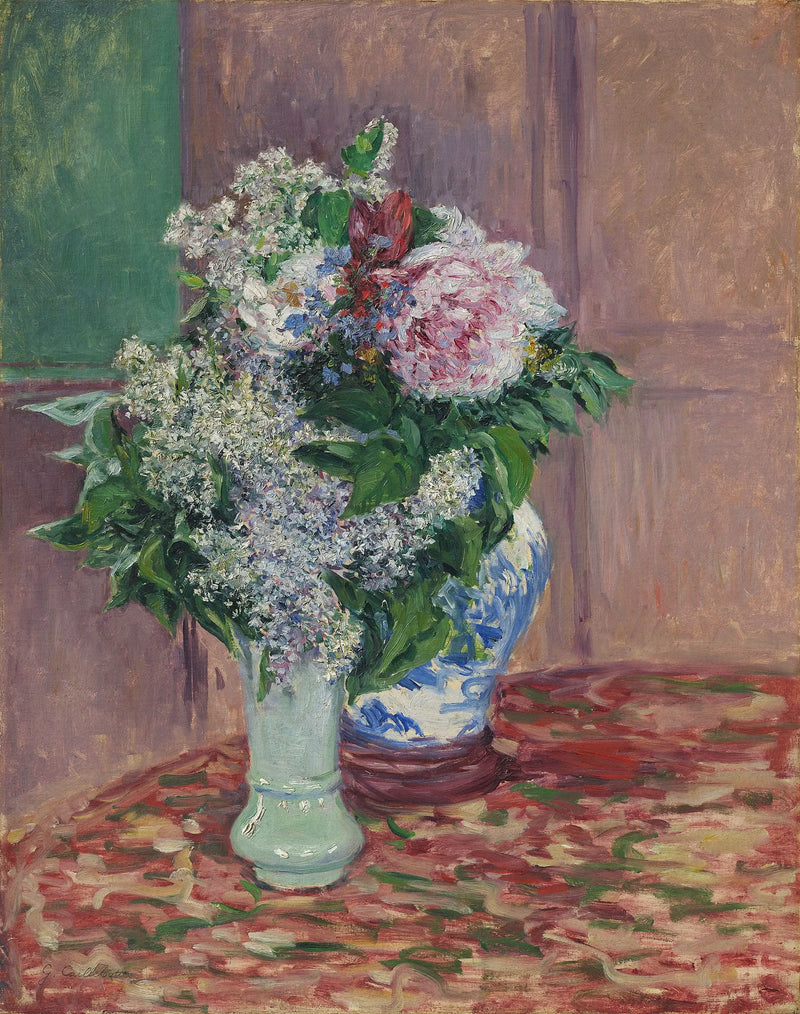 Lilases e peônias em dois vasos - Gustave Caillebotte