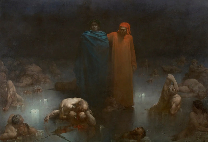Dante e Virgílio no nono círculo do Inferno - Gustave Doré