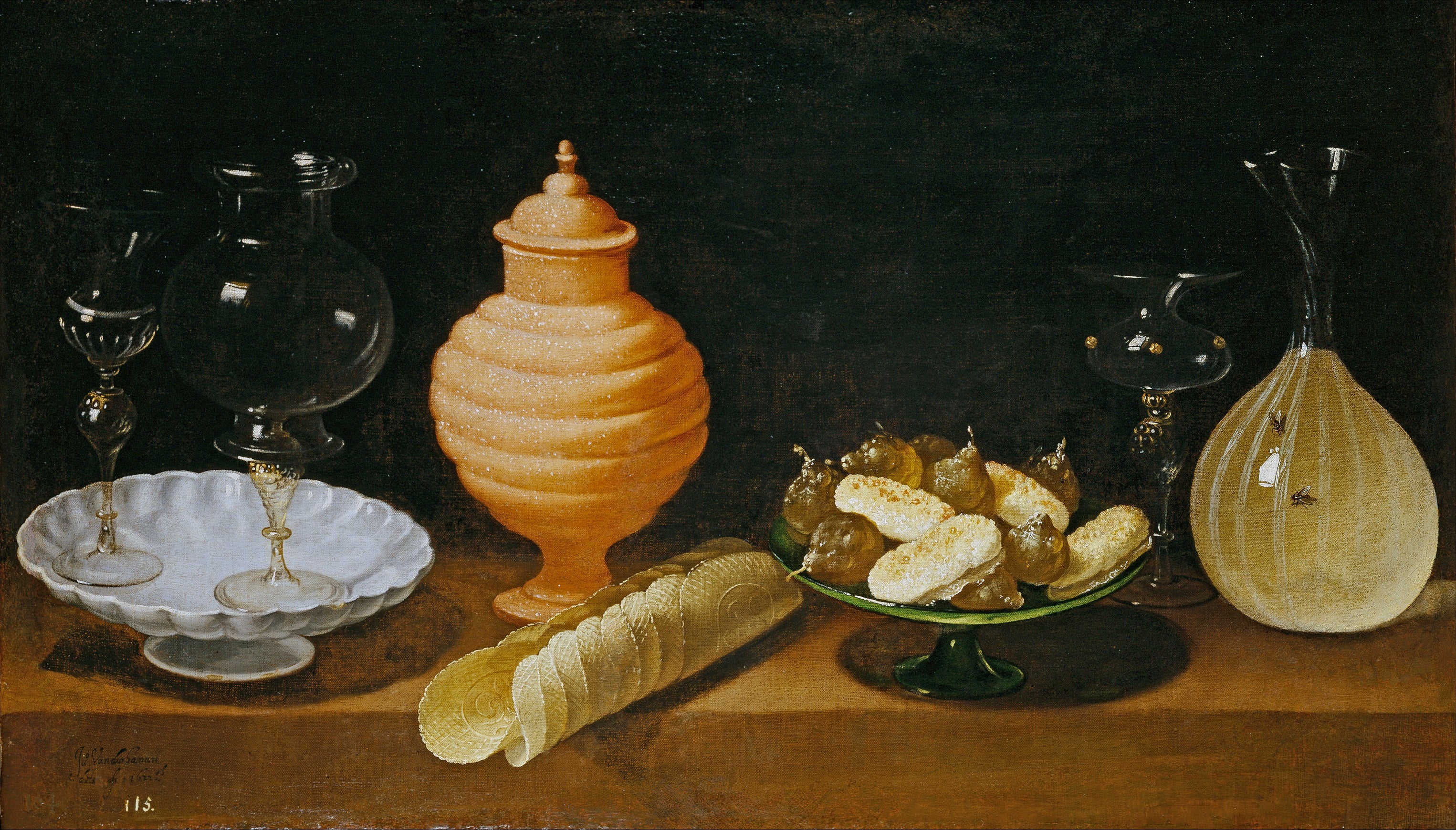 Nature morte de verre, de poterie et de confiseries - Juan van der Hamen