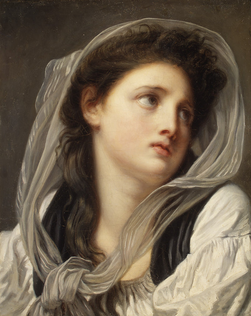 Cabeça de jovem mulher - Jean-Baptiste Greuze