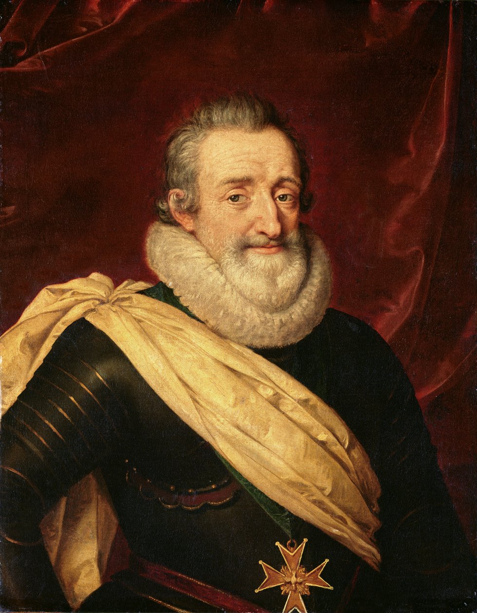 Henri IV vestindo em faixa a bandeira branca e a cruz da ordem do Espírito Santo – Frans Pourbus, o Jovem