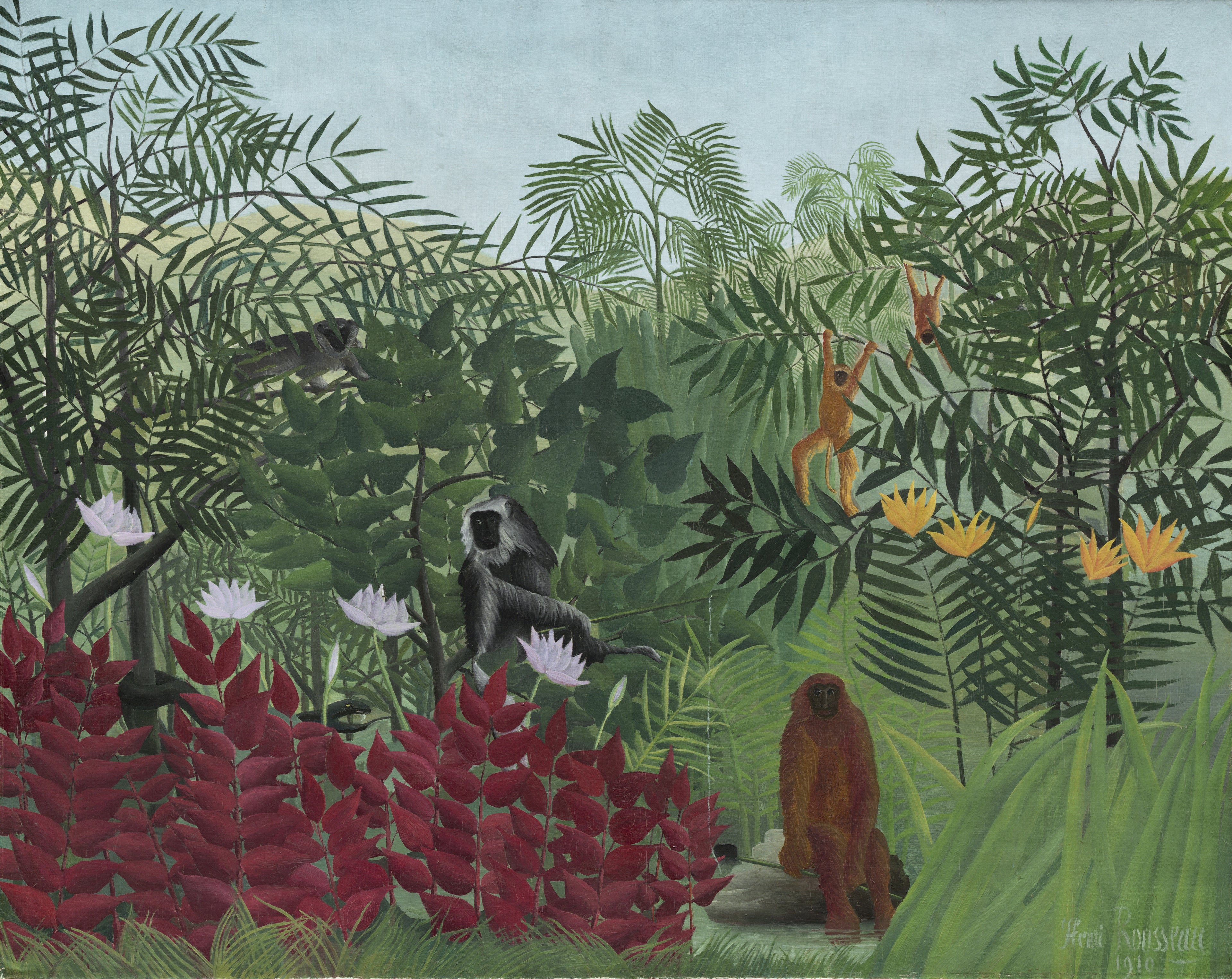 Forêt tropicale avec singes - Henri Rousseau