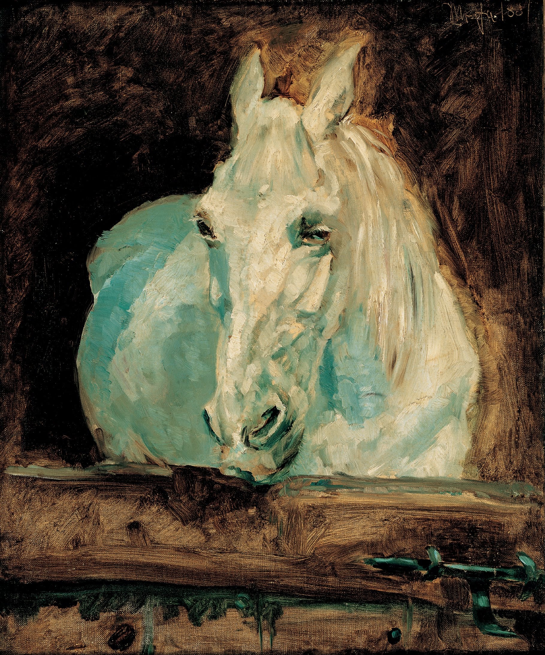 Reproduction du tableau « Le Cheval Blanc « Gazelle » - Henri de Toulouse-Lautrec » par Alpha Reproduction en peinture à l’huile