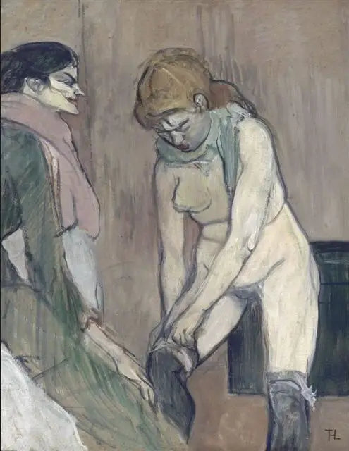 Mulher puxando sua meia - Henri de Toulouse-Lautrec