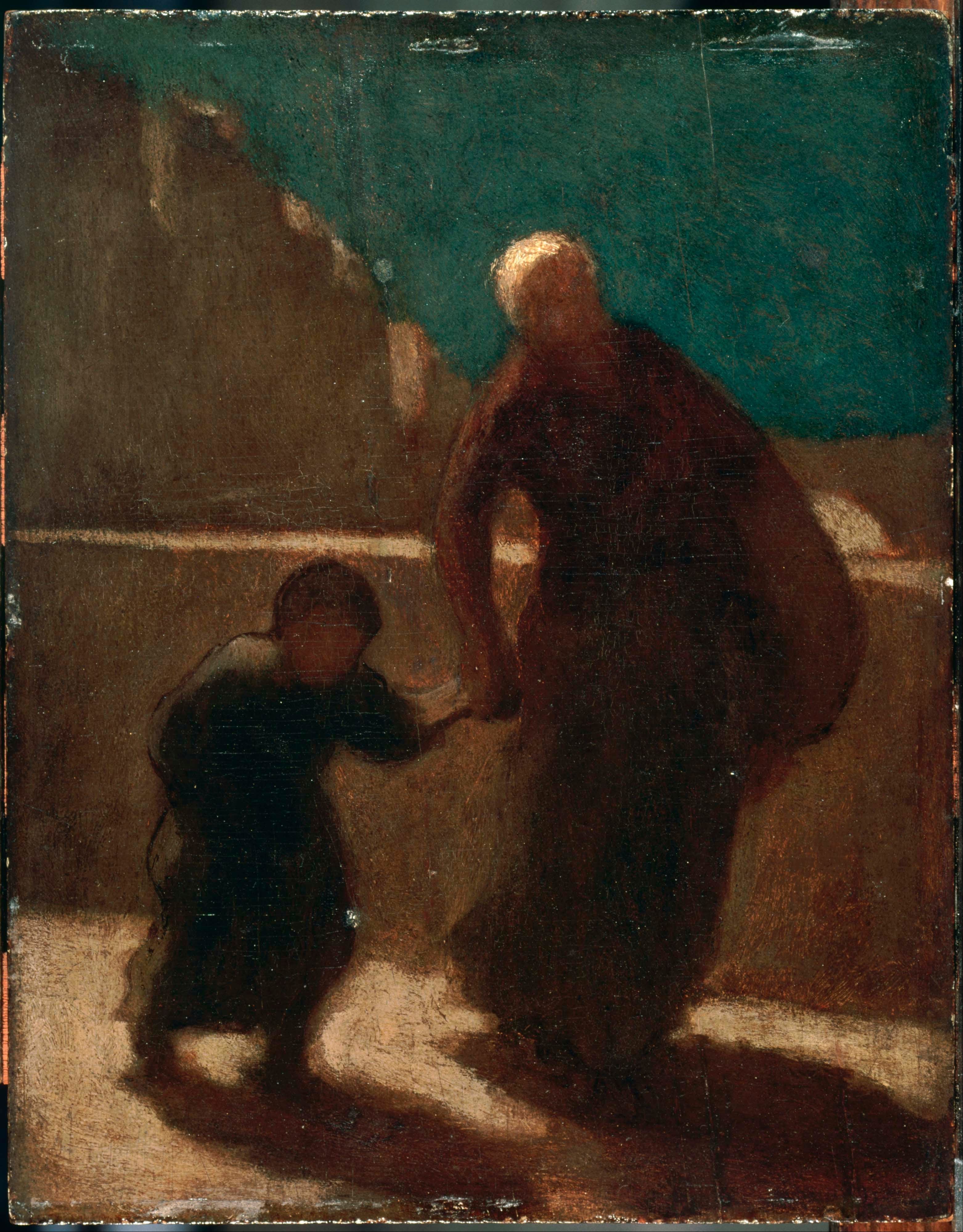 Sur un pont la nuit - Honoré Daumier