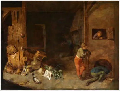 Interior de uma fazenda - David Teniers, o Jovem