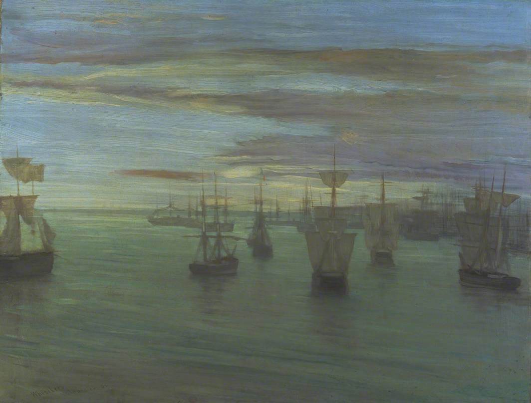 Reproduction du tableau « Crépuscule couleur chair et vert : Valparaiso - James Abbott McNeill Whistler » par Alpha Reproduction en peinture à l’huile