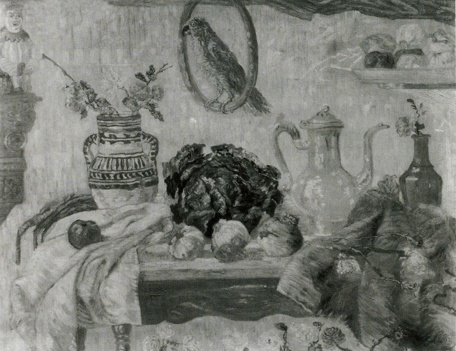 Still Life with Vegetables and Parrot - James Ensor