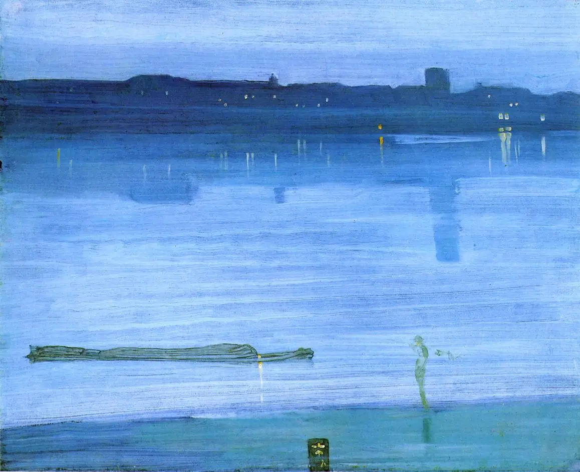 Reproduction du tableau « Nocturne : Bleu et Argent – Chelsea - James Abbott McNeill Whistler » par Alpha Reproduction en peinture à l’huile