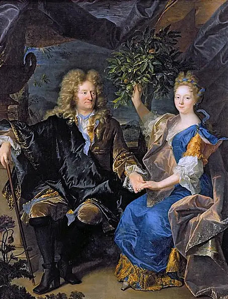 Retrato do conde Jan Andrzej Morsztyn e de sua filha Isabelle Catherine - Hyacinthe Rigaud