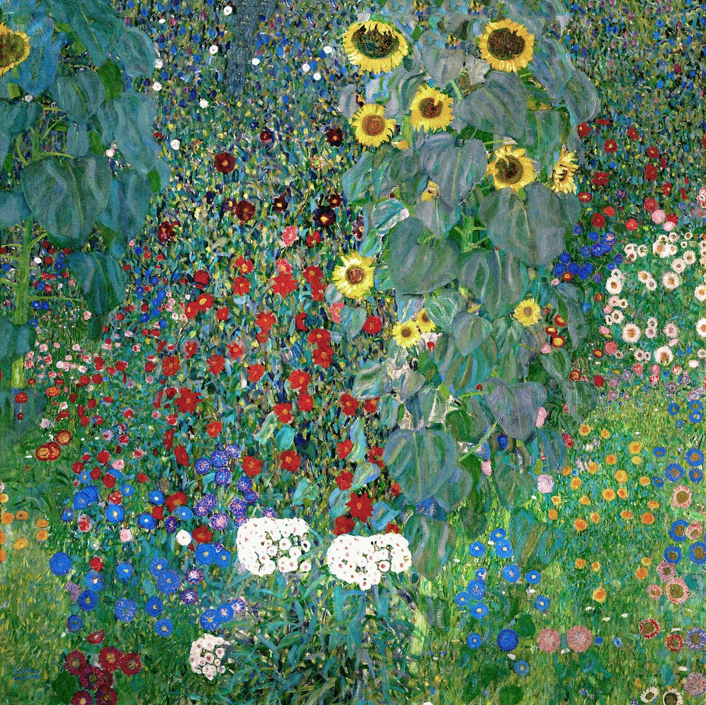 🌻✨ Jardim de campo com girassóis – Gustav Klimt (cerca de 1905–1907)