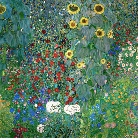 🌻✨ Jardim de campo com girassóis – Gustav Klimt (cerca de 1905–1907)