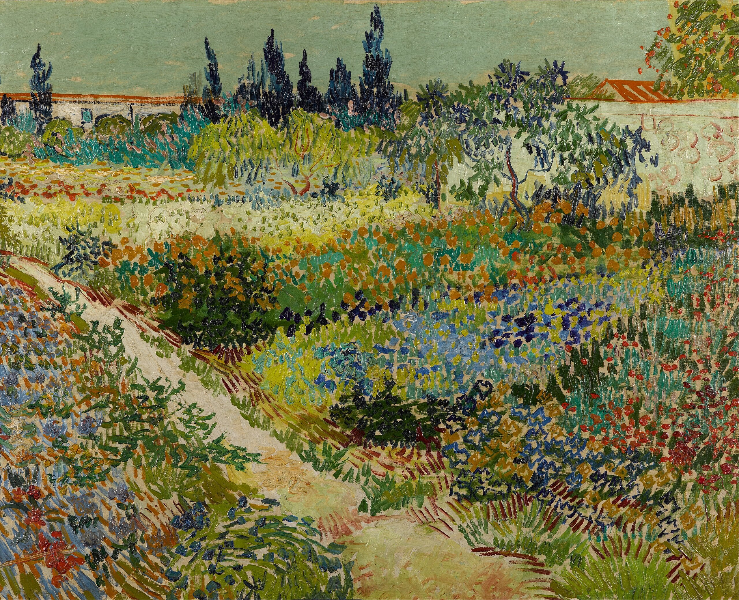 Reproduction du tableau « Jardin fleuri avec allée - Vincent van Gogh » par Alpha Reproduction en peinture à l’huile