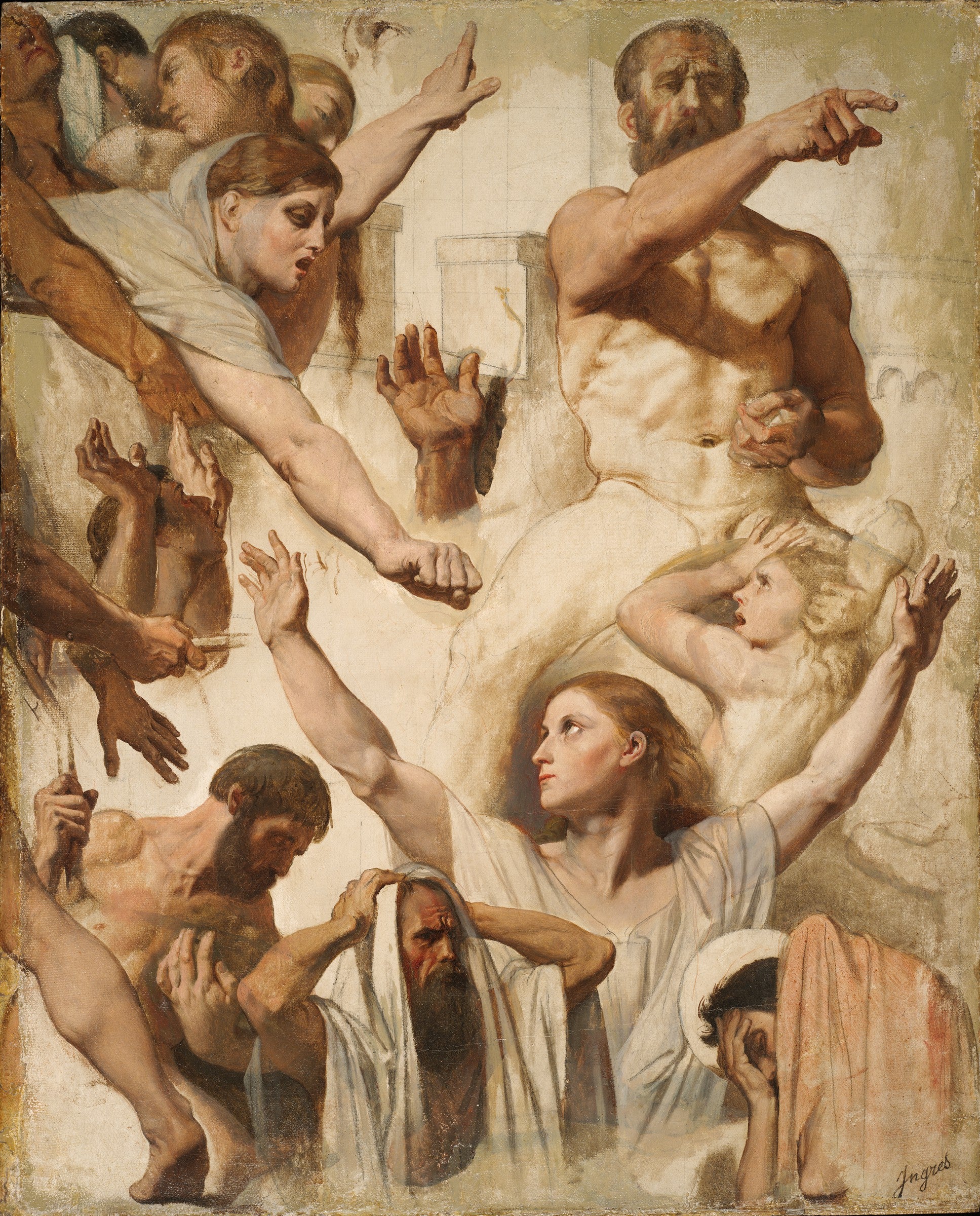 Estudos para O Martírio de São Sifônio (São, Mãe e Procônsul) - Jean-Auguste-Dominique Ingres