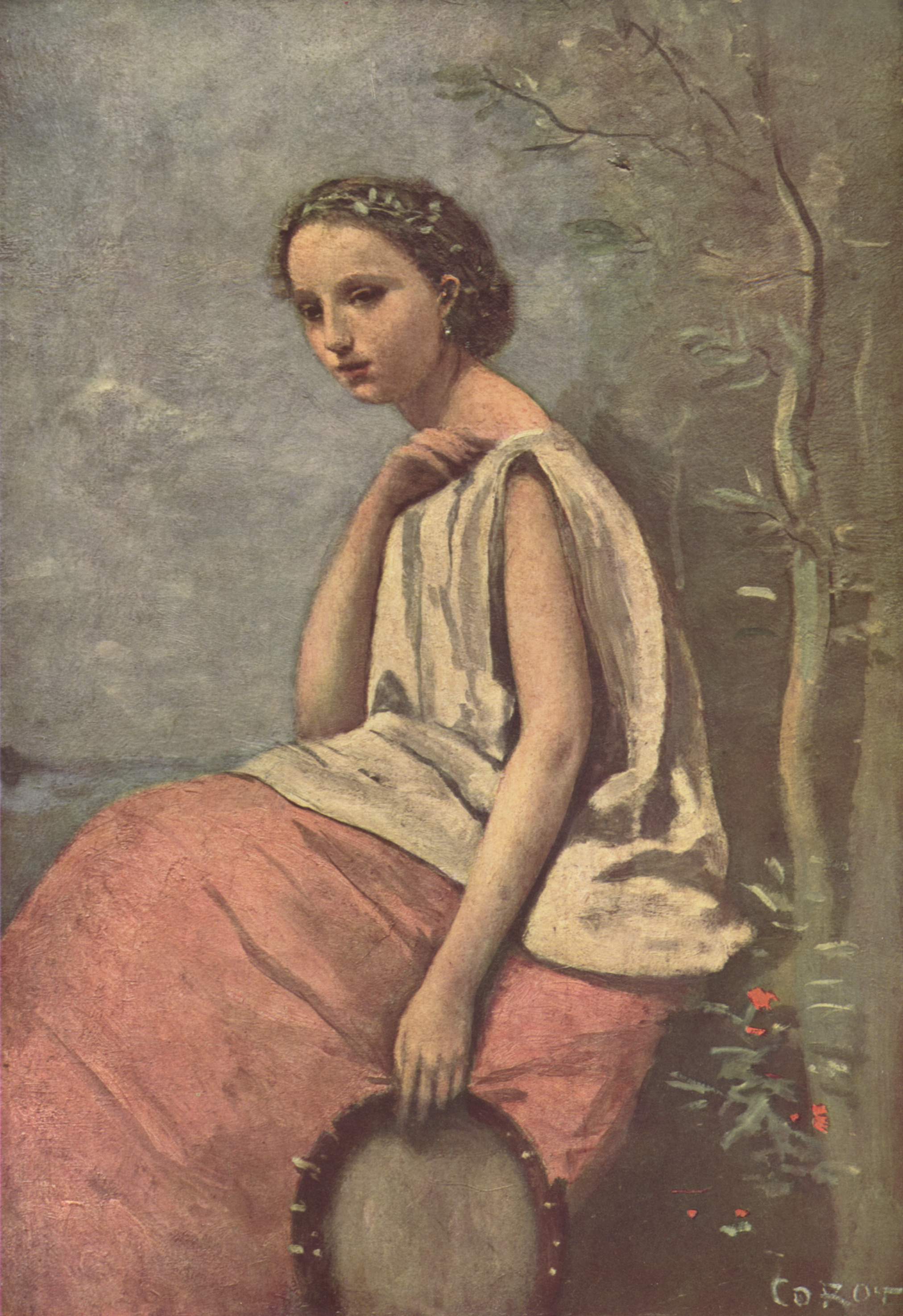 Zingara au tambour de basque - Jean-Baptiste Camille Corot