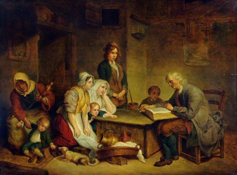 Um pai lendo a Bíblia para sua família - Jean-Baptiste Greuze