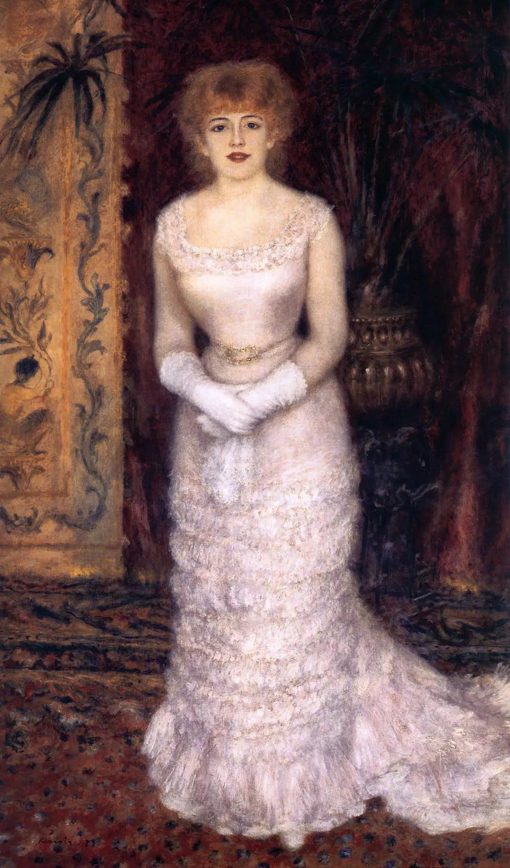 Reproduction du tableau « Portrait de Jeanne Samary en pied - Pierre-Auguste Renoir » par Alpha Reproduction en peinture à l’huile