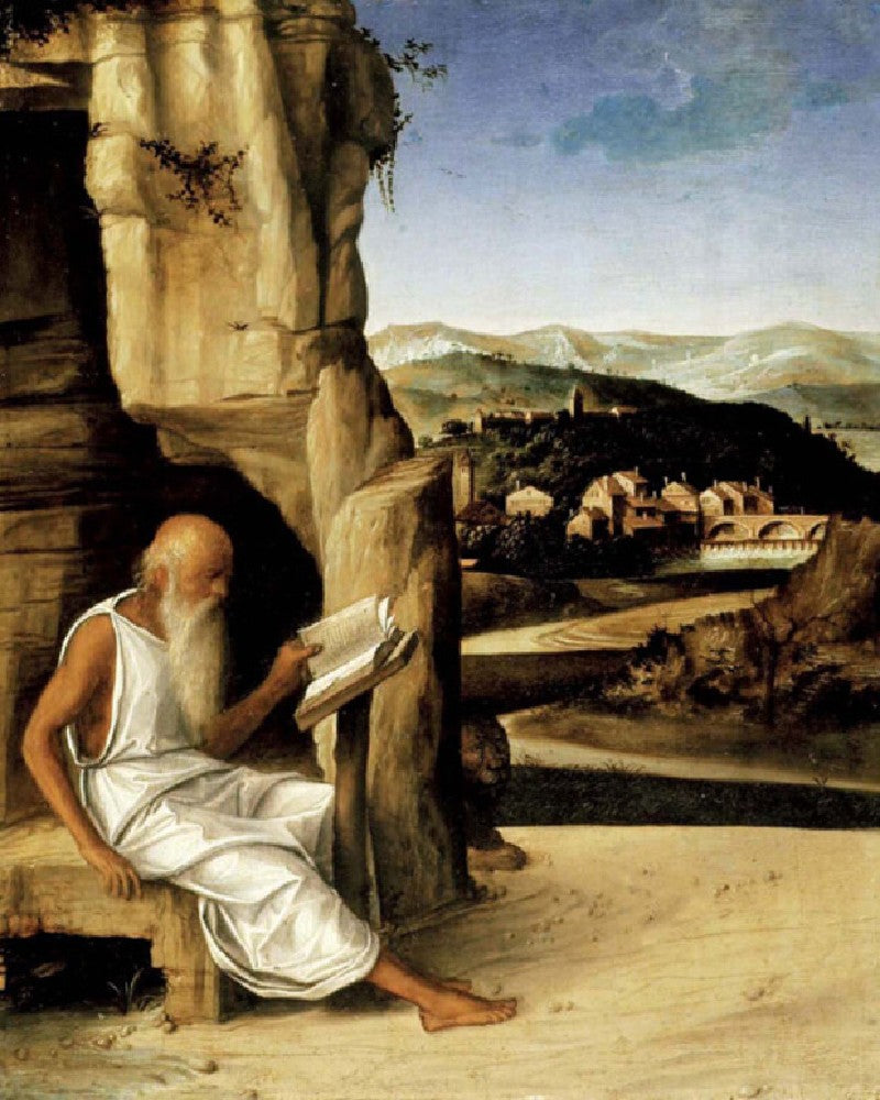 São Jerônimo lendo em uma paisagem - Giovanni Bellini