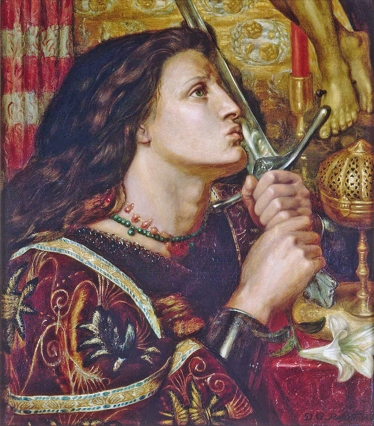 Jeanne d'Arc embrassant l'épée de la Délivrance - Dante Gabriel Rossetti