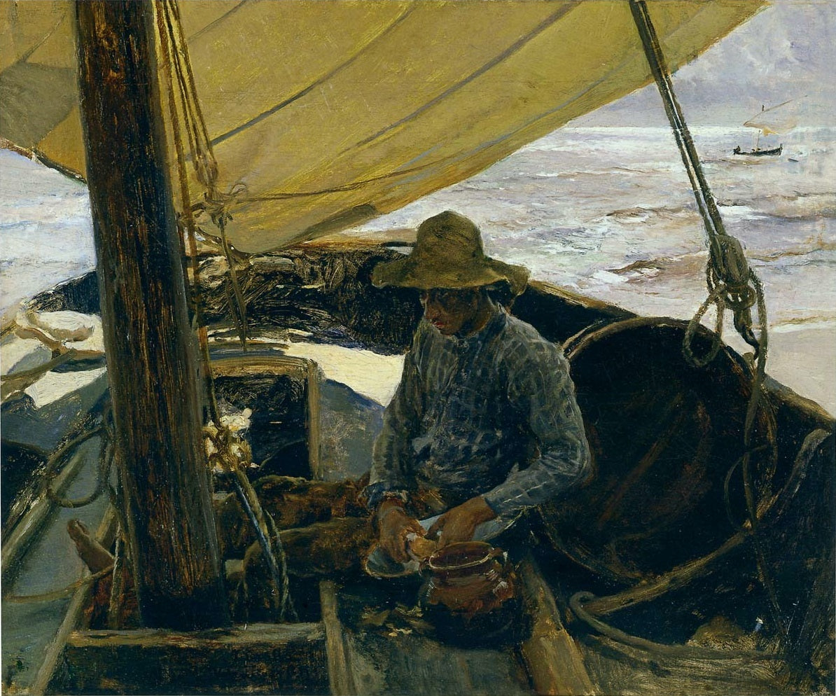Reproduction du tableau « Éplucher les pommes de terre - Joaquín Sorolla » par Alpha Reproduction en peinture à l’huile