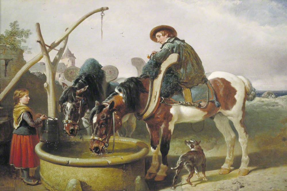 Chevaux au puits et Henry Bright (1814–1873) - John Frederick Herring, Sr.