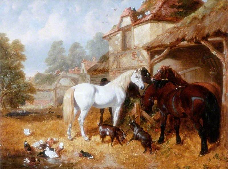 Chevaux dans une cour de ferme - John Frederick Herring, Sr.