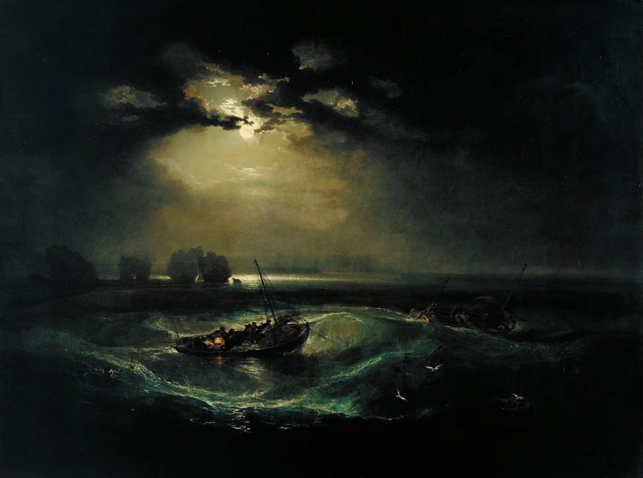 Reproduction du tableau « Pêcheurs en mer - J. M. W. Turner » par Alpha Reproduction en peinture à l’huile