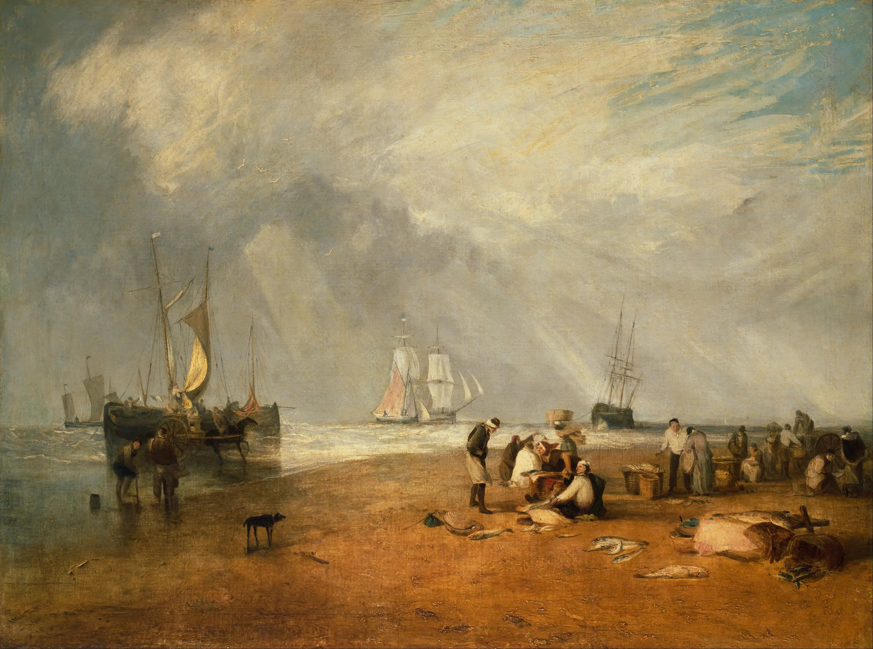 Reproduction du tableau « The Fish Market at Hastings Beach - J. M. W. Turner » par Alpha Reproduction en peinture à l’huile