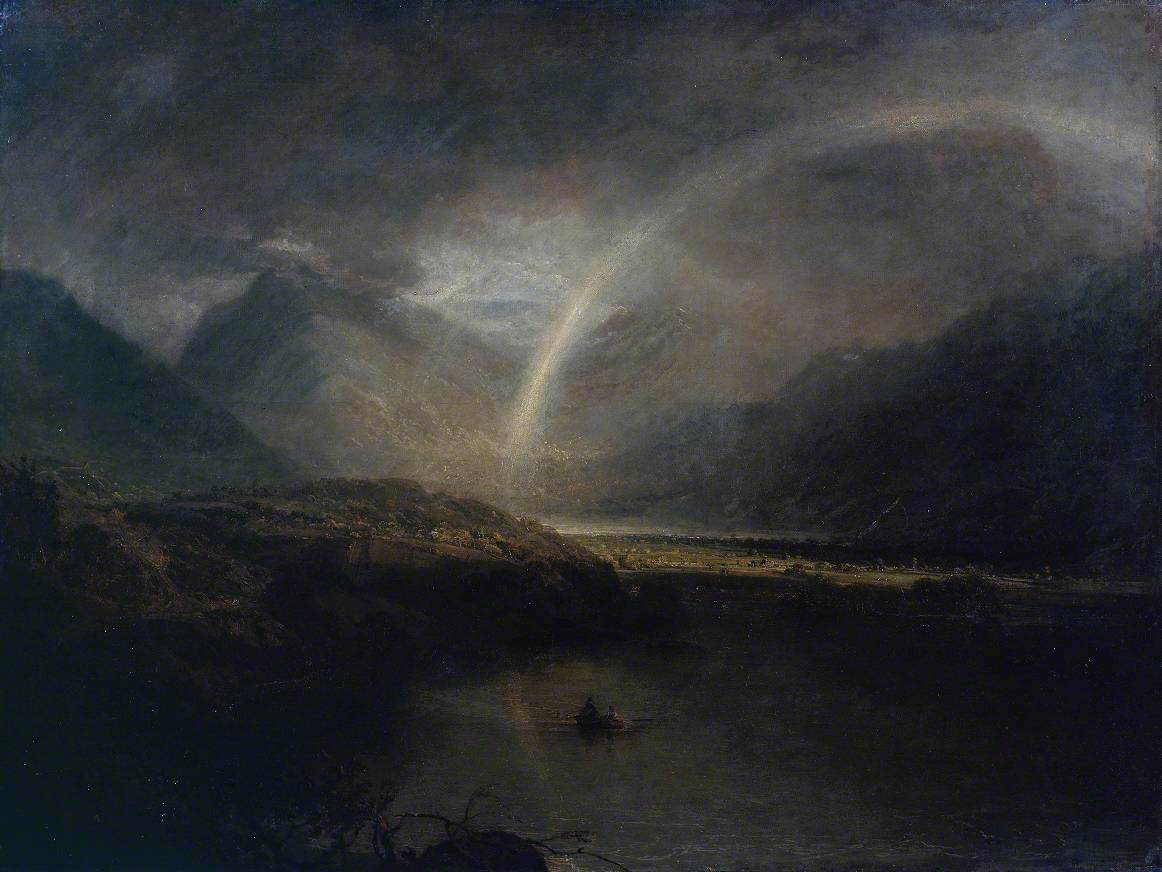 Reproduction du tableau « Buttermere Lake, with Part of Cromackwater, Cumberland, a Shower - J. M. W. Turner » par Alpha Reproduction en peinture à l’huile