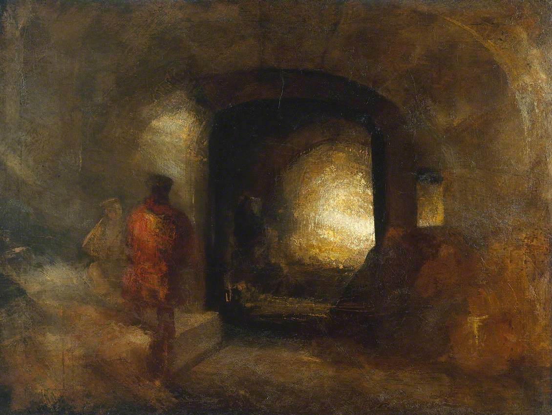 Reproduction du tableau « Figures in a Building - J. M. W. Turner » par Alpha Reproduction en peinture à l’huile