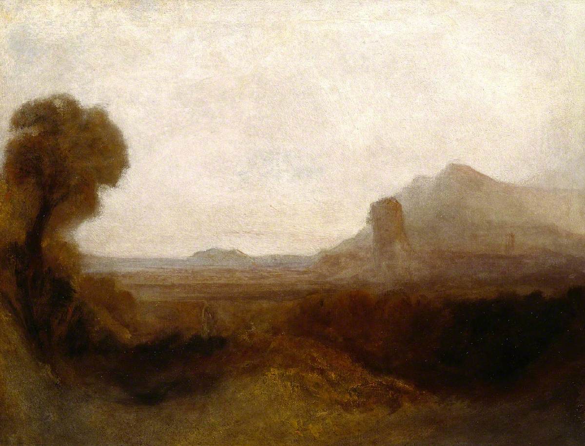 Reproduction du tableau « Italian Landscape with a Tower - J. M. W. Turner » par Alpha Reproduction en peinture à l’huile