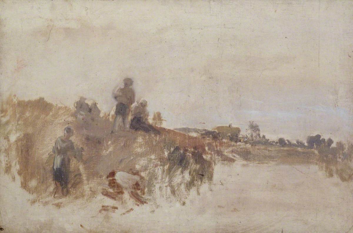 Reproduction du tableau « Sketch for ‘Harvest Dinner, Kingston Bank’ - J. M. W. Turner » par Alpha Reproduction en peinture à l’huile
