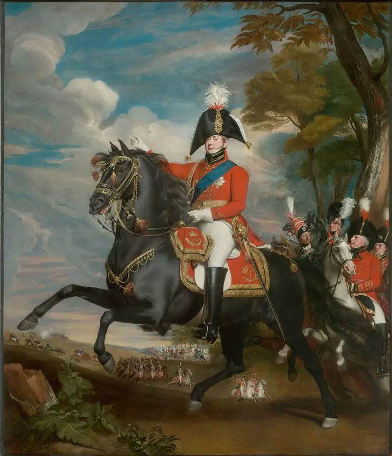 Retrato de Sua Alteza Real o Príncipe de Gales durante uma revisão, na presença de Lord Heathfield, do general Turner, do coronel Bloomfield e do barão Eben; o coronel Quinton ao longe - John Singleton Copley