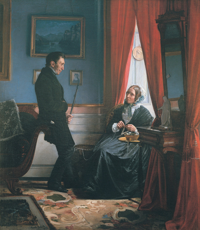 Os pais do artista, Sr. e Sra. J. P. Bloch, em sua sala - Carl Heinrich Bloch
