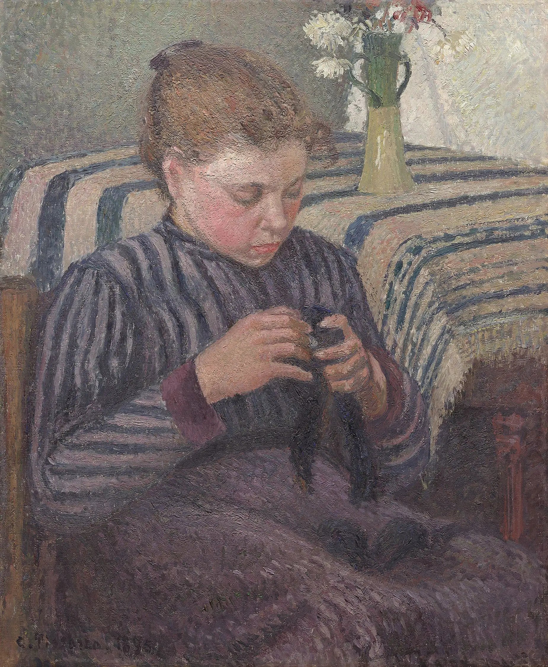 Reproduction du tableau « Femme réparatrice - Camille Pissarro » par Alpha Reproduction en peinture à l’huile