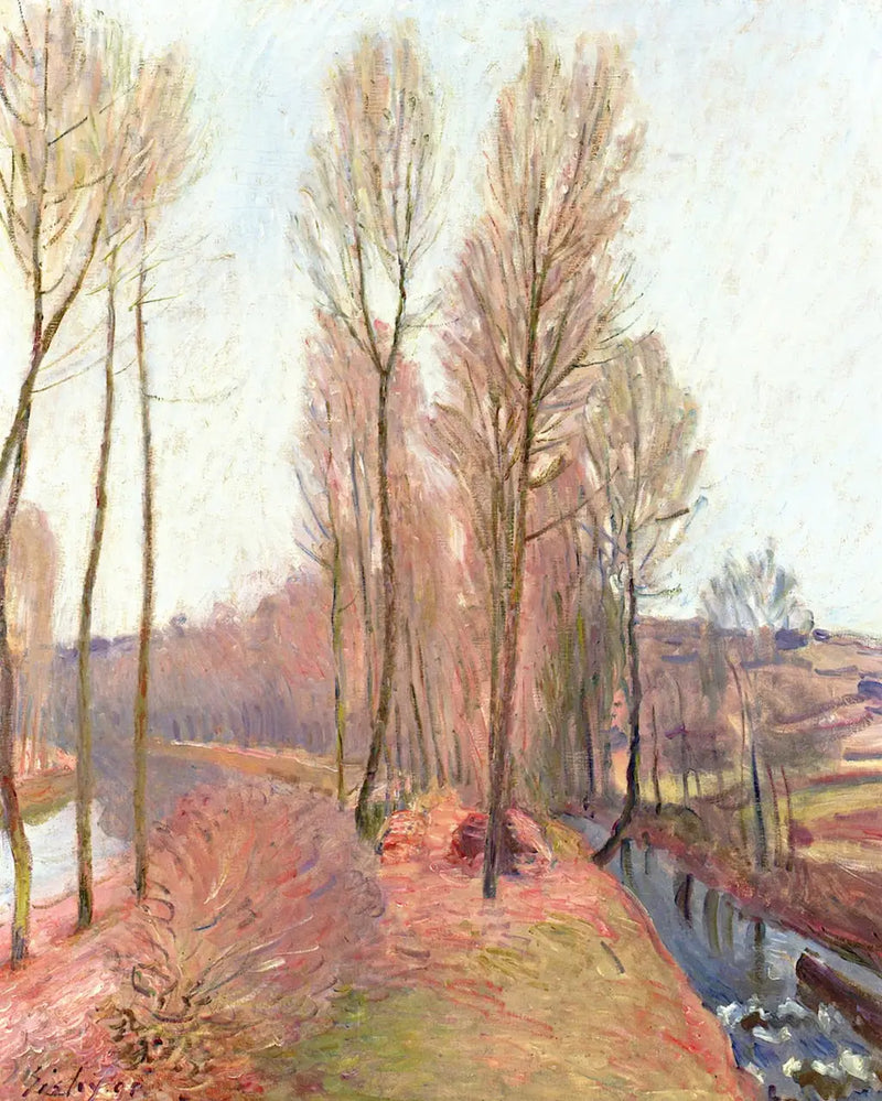 L'Orvanne e o canal do Loing no inverno - Alfred Sisley