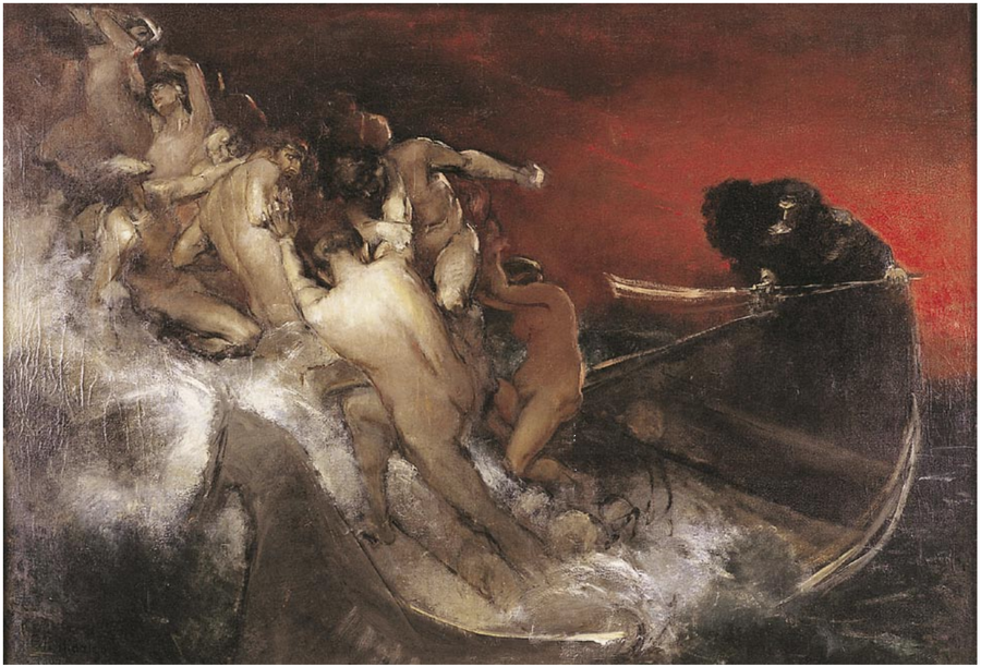 La Barque de Charon — Félix Resurrección Hidalgo, 1887, Huile sur toile