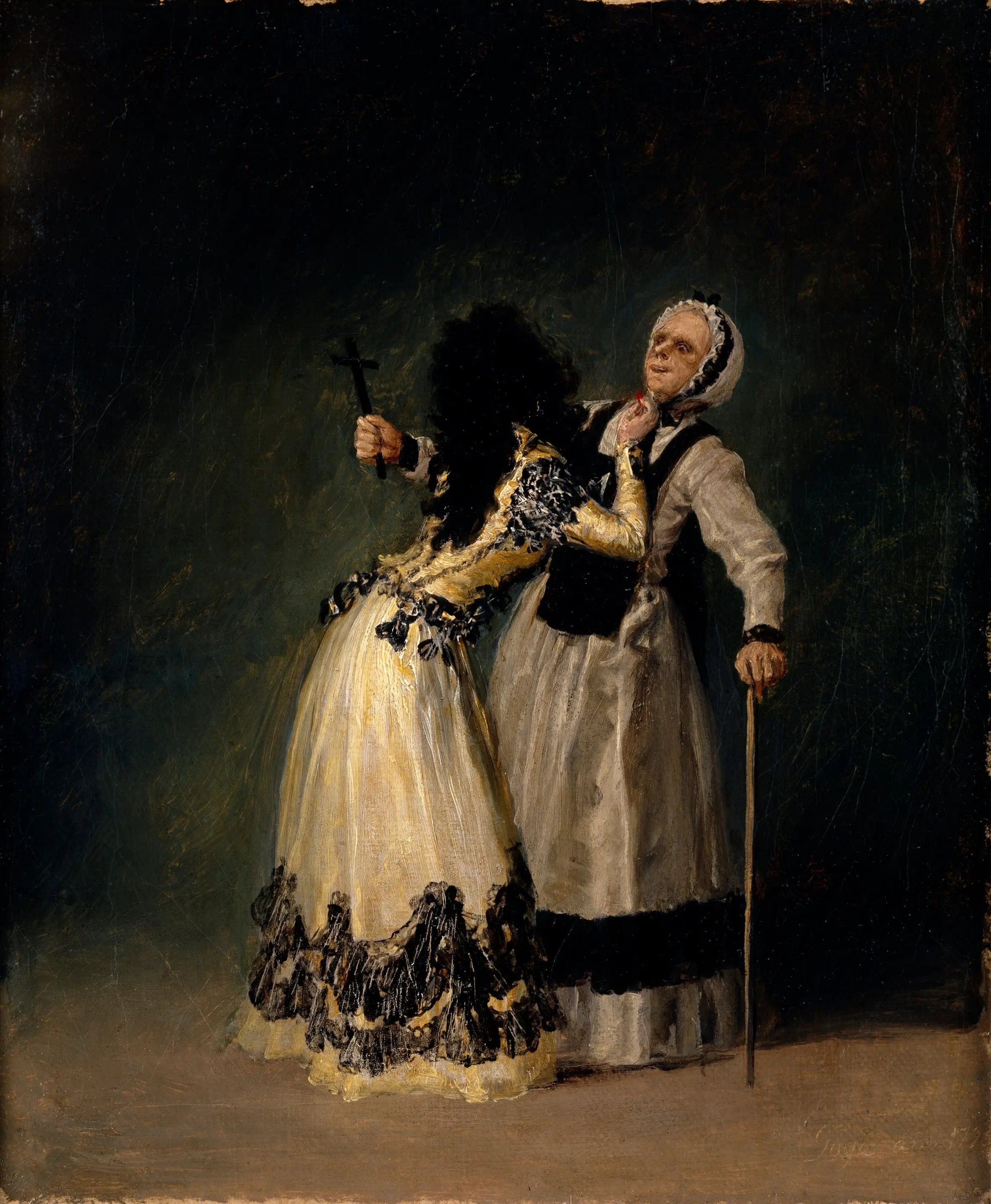 Reproduction du tableau « La duchesse d'Alba et la bigote - Francisco de Goya » par Alpha Reproduction en peinture à l’huile
