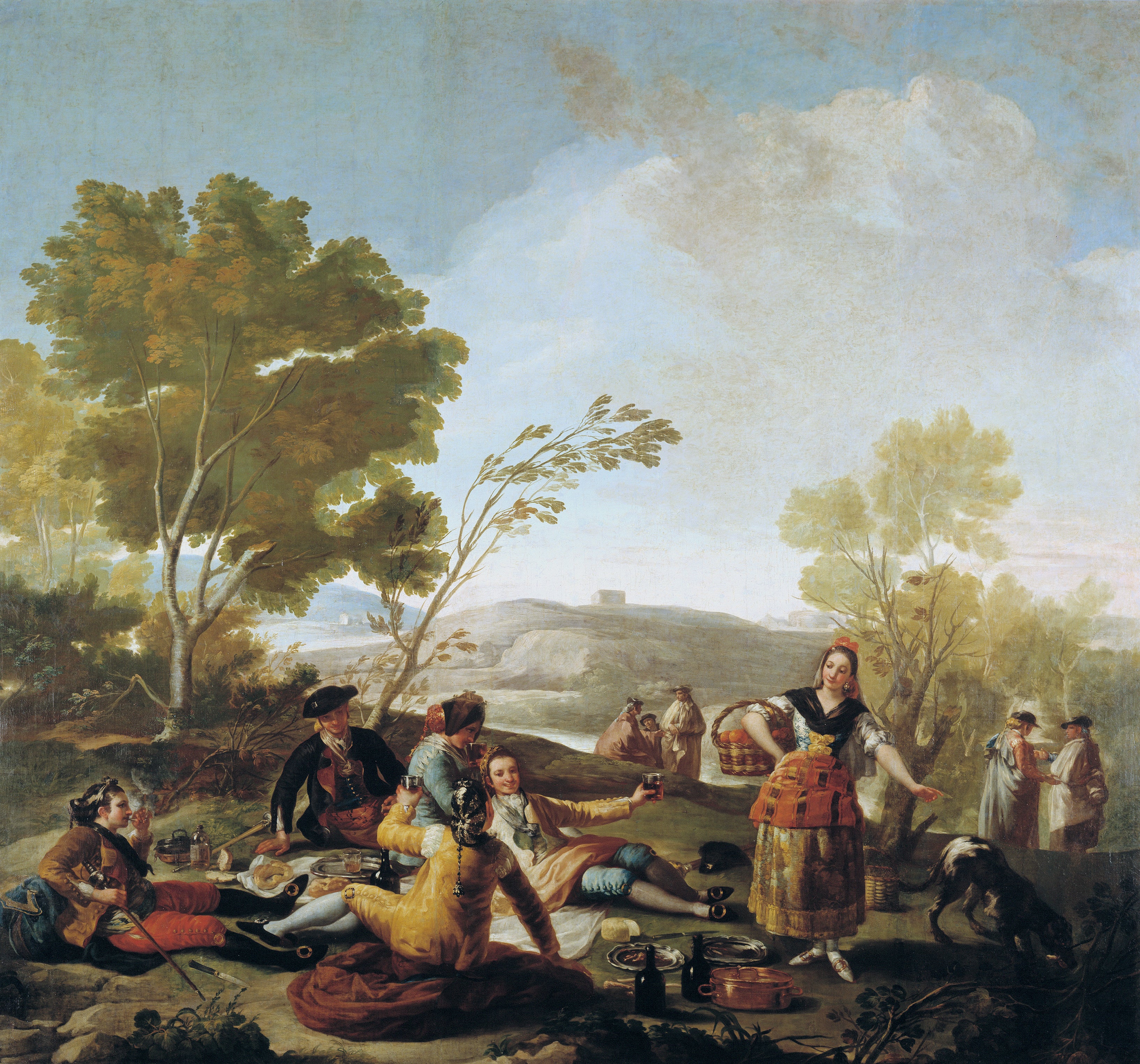 Reproduction du tableau « Le Goûter au bord du Manzanares - Francisco de Goya » par Alpha Reproduction en peinture à l’huile